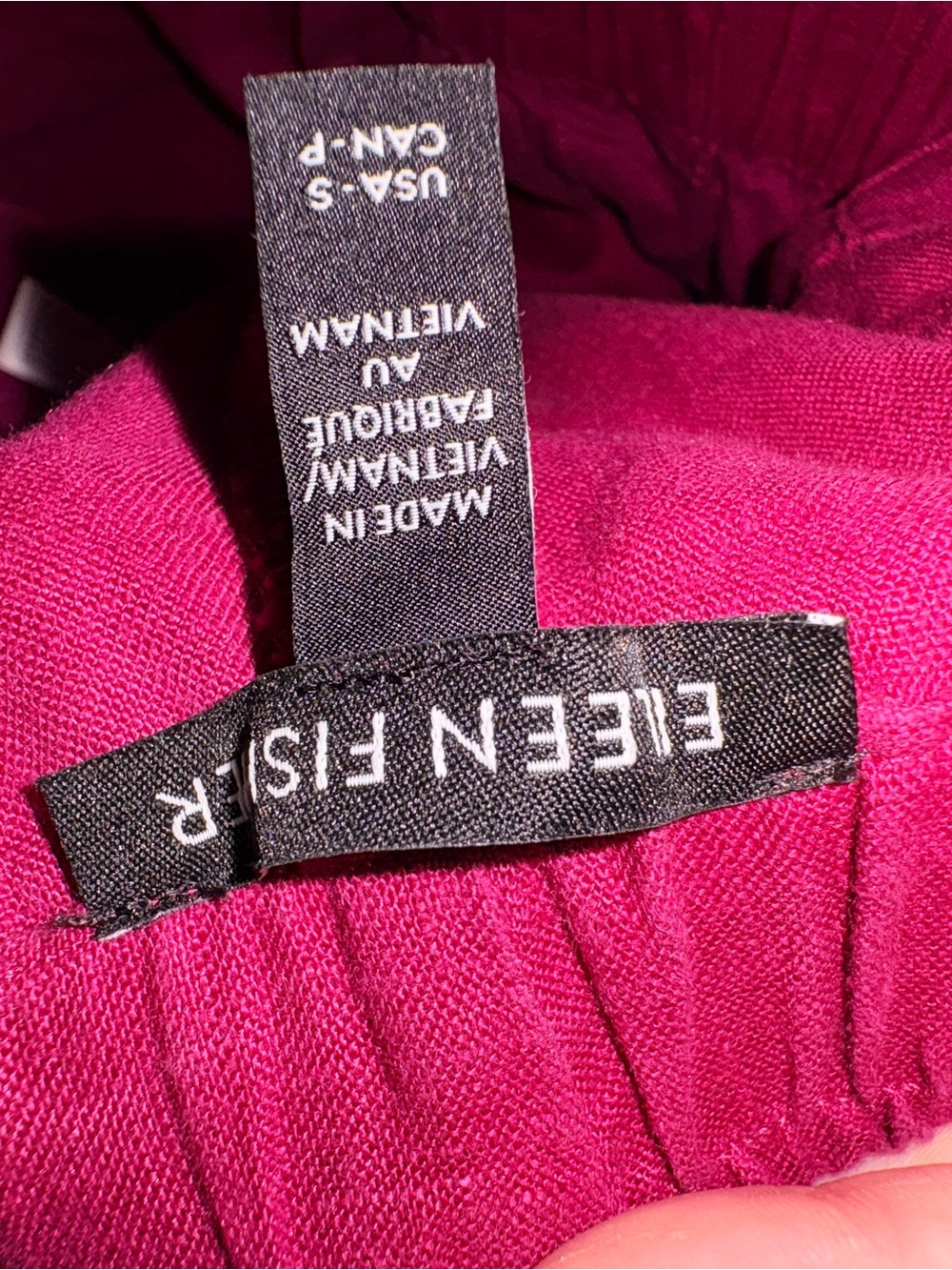Eileen Fisher Magenta Coordinating Organic Linen Wide Leg Crop Pants - Picture 2 of 4